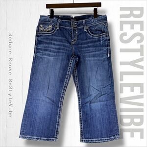 VIGOSS Women’s Size 11 Denim Jean Capri Cropped Chelsea Style Fit Stretch